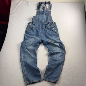 Gap Denim Womens Medium Wash Graphic Print Relaxed Fit Overalls Blue Size M